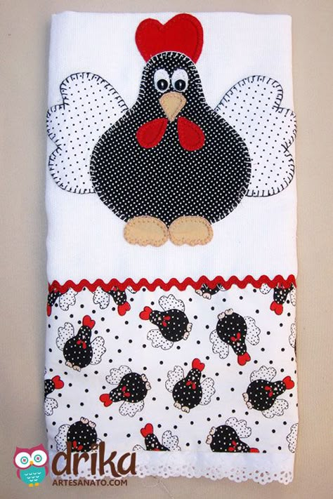 Saiba Como Fazer Um Lindo Pano de Prato Com Galinha de Angola em Patch Aplique! Kitchen Towels Crafts, Ems Patch, Towel Crafts, Patch Aplique, Patch Quilt, Applique Patterns, Applique Quilts, Embroidery Applique, Quilt Making