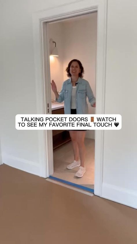 Erin Stetzer | Talking pocket doors today 🚪💫 And, sharing my favorite final touch to make pocket door systems beautiful 🖤✨ Design:… | Instagram Pocket Door Ensuite, Pocket Door For Closet, Pocket Door For Bathroom, Pocket Doors Bedroom, Modern Pocket Doors Bathroom, Installing Pocket Doors, Pocket Doors Ideas, Bathroom Pocket Door Ideas, Pocket Door Bathroom