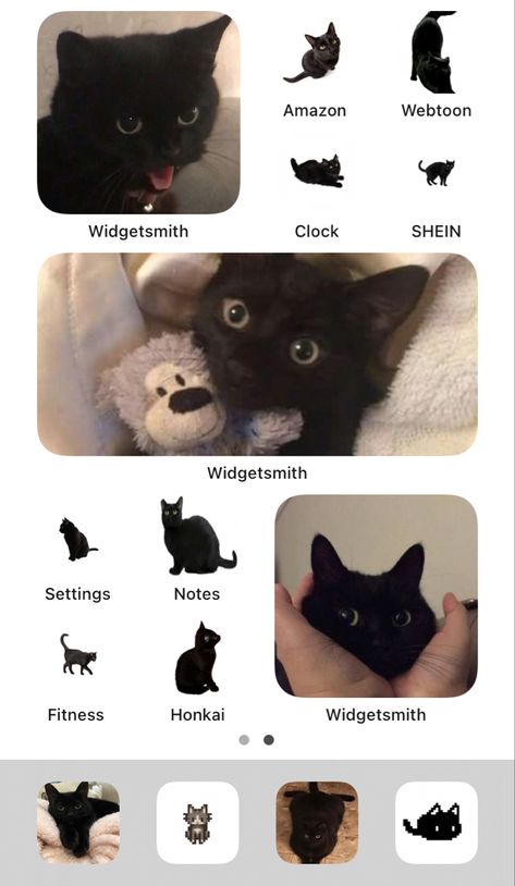 Phone Design Ideas Home Screen, Cat Phone Theme, Cat Themed Phone, Widgetsmith Ideas, Ios Themes, Phone Homescreen, Iphone Themes, Ios Homescreen, Phone Lock