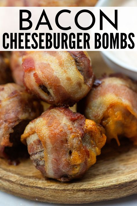 Bacon Wrapped Hamburger Roll, Bacon Ideas Snacks, Meatballs Wrapped In Bacon, Bacon Cheeseburger Balls, Bacon And Cheese Bites, Smoked Bacon Appetizers, Bacon Wrapped Ground Beef Recipes, Bacon Cheeseburger Recipes, Hamburger Appetizer Recipes