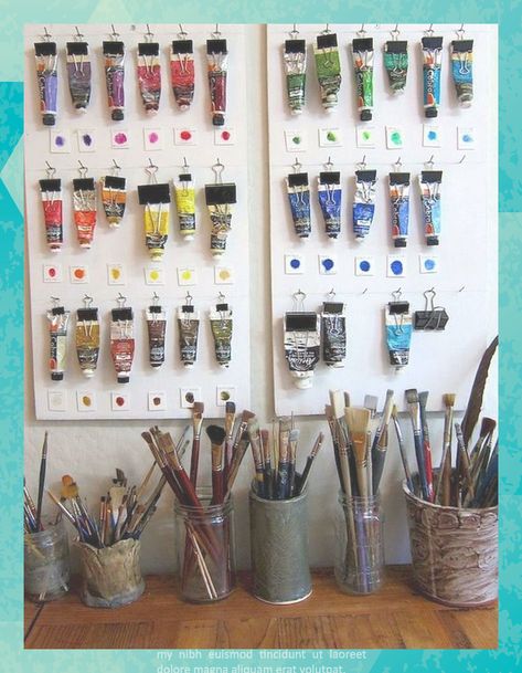 Home Art Studios, Rangement Art, Paint Organization, Art Studio Space, Art Studio Organization, Art Studio Room, Art Studio Design, Art Studio At Home, Studio Organization