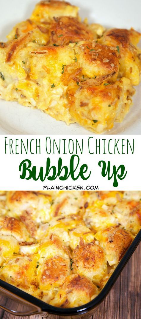 French Onion Dip Chicken, Onion Dip Chicken, Chicken French, French Onion Chicken, French Onion Dip, French Fried Onions, Onion Chicken, Bubble Up, Onion Dip