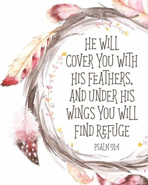 Tattoos Bible, Nursery Bible Verses, Verse Tattoos, Psalm 91 4, Under His Wings, Quotes Bible, Christian Prints, Psalm 91, Bible Verse Art