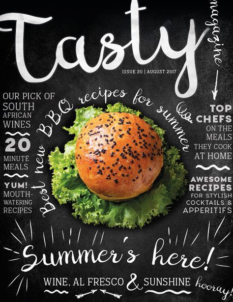 How to Create a Chalkboard Magazine Cover Food Magazine Cover Illustration, Cooking Magazine Cover, Food Magazine Cover Design, Food Magazine Cover, Food Magazine Layout, Vegan Magazine, Magazine Design Cover, Cooking Magazine, Magazine Layout Inspiration