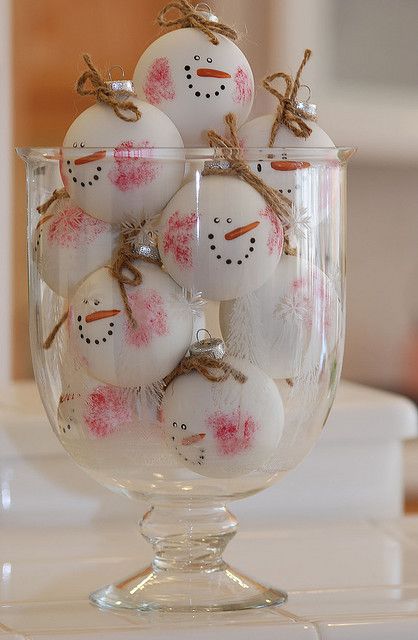 Ornament snowmen with thumbprint cheeks:) Snowman Crafts, Snowman Ornaments, Noel Christmas, Winter Crafts, Christmas Deco, Xmas Crafts, Christmas Joy, Diy Christmas Ornaments, Ping Pong