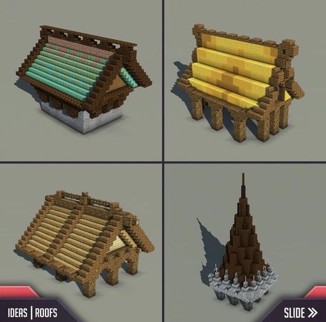 Cone Roof Minecraft, Minecraft Roof Palette, Gargoyle Minecraft, Minecraft Copper Roof, Minecraft Round Roof, Minecraft Roof Design Ideas, Minecraft Roofs, Minecraft Roof Design, Minecraft Roof