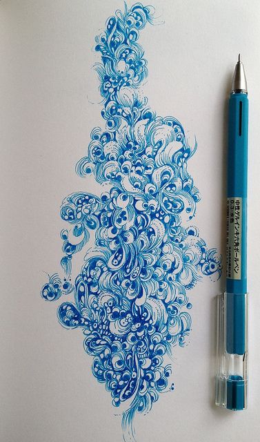 Sketchbook | Flickr: Intercambio de fotos Gel Pen Art, Arte Doodle, Blue Pen, Doodle Inspiration, A Pen, Zentangle Art, Pen Art, Pics Art, Karakter Anime