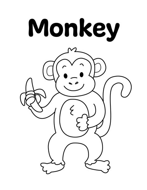 Monkey Coloring Page from LittleBeeFamily.com Monkey Template Free Printable, Monkey Coloring Pages Free Printable, Monkey Worksheet, Monkey Outline, Monkey Sketch, Grumpy Monkey, Monkey Printable, Kids Colouring Printables, Nemo Coloring Pages