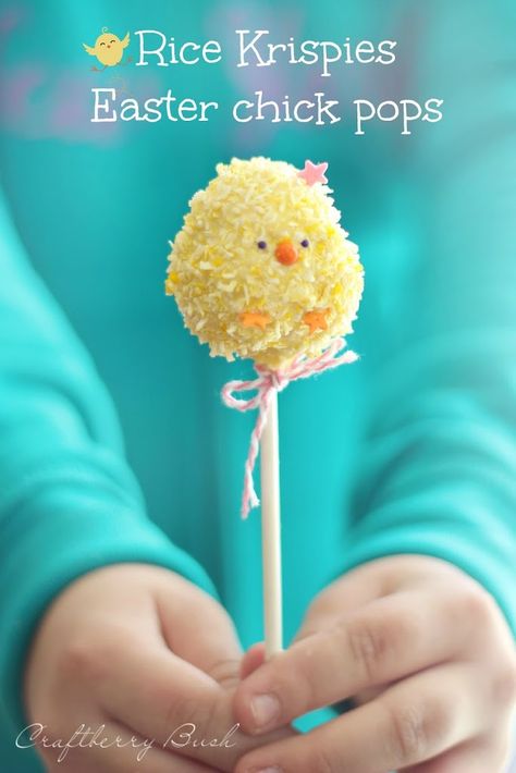 *Rice Krispies Easter chick pops Easter Deserts, Spring Food, Krispy Treats, Marshmallow Treats, Cereal Treats, Easter Food, Slow Cooker Desserts, Easter Goodies, Marshmallow Pops