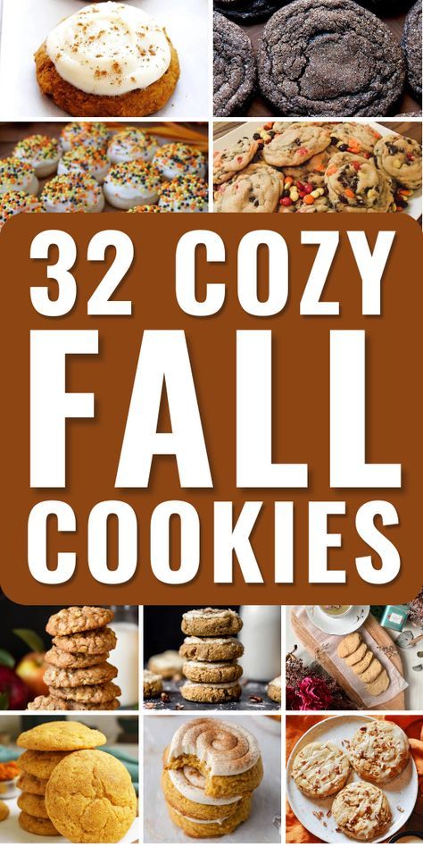 We're all about making your fall extra cozy with our delicious cookie recipes. Discover 32 amazing, warm, and comforting cookies perfect for the autumn season. From pumpkin spice delights to apple cinnamon treasures, these cookies are sure to make your kitchen smell heavenly. Ready to bake? Check out our full recipes and bring the flavors of fall into your home today! Click the link to start baking. Fall Inspired Cookie Recipes, Call Cookie Recipes, Fall Goodies Dessert Recipes, Seasonal Cookies Fall, Cookies In Bulk, Cookie Filling Ideas, Thanksgiving Cookie Flavors, All Spice Cookies, Easy Apple Cookies Recipes