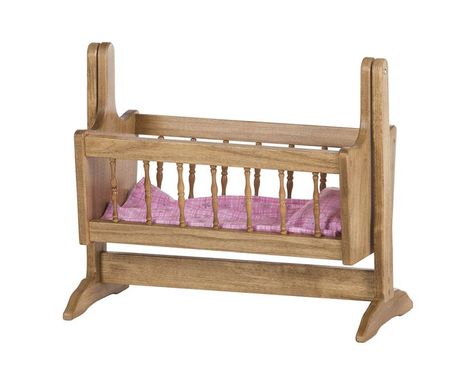 This sweet doll crade is the stuff little kid dreams are made of. Crafted of maple with rounded and sanded edges for your little ones' safety. Various bedding sets available. #dollcrade #kids #childrenstoy Wooden Doll Cradle, Construction Bedding, Wooden Crib, Wooden Cradle, Amish Crafts, Lancaster County Pennsylvania, Doll Cradle, Floral Blanket, Wooden Doll