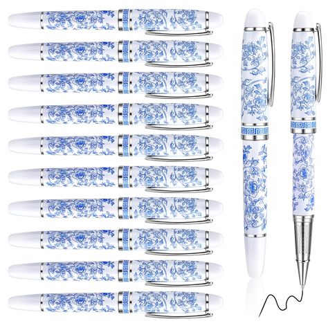 PRICES MAY VARY. Thoughtful Quantity and Bright Color Combination: the package includes 12 pieces of these teacher blue and white porcelain ballpoint pens; This bright color consists of blue and white, adding a fun and funky feel to your stationery collection; Useful and reliable, these pens meet customer needs at home, in your office, or in educational environments; The design of the pens comes from the image of colored pencils and blue and white appearance greatly appeals to the eye Smooth and Blue School Supplies, Teacher Pens, Blue College, Teachers Appreciation, College School Supplies, Pen Set Gift, School Supply, Teacher Student, Pen Gift