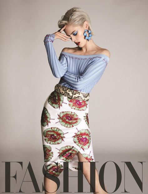 Coco Rocha poses in Altuzarra top, skirt, belt and earrings with Botkier ring Fashion Magazine Poses Models, Magazine Poses Models, Fashion Magazine Poses, Poses In Skirt, Sophisticated Poses, Fashion Shoot Poses, Fashion Poses Photography, Magazine Poses, Skirt Poses