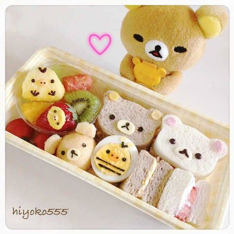 . Rilakkuma Bento, Sandwich Bento, Bento Box Recipes, Japanese Food Art, Japanese Food Bento, Cute Bento Boxes, Kawaii Bento, Japanese Lunch Box, Japanese Bento Box