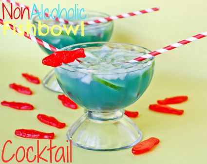 Non-alcoholic Fishbowl Cocktail – Edible Crafts Fish Bowl Drink, Fishbowl Cocktail, Food Craft Ideas, Fishbowl Drink, Hula Party, Winter Foods, Holiday Quote, Maraschino Cherries, Swedish Fish