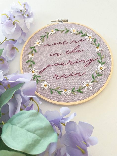 Taylor Swift Lyric Embroidery, Taylor Swift Embroidery Ideas, Lyrics Embroidery, Taylor Swift Embroidery, Digital Embroidery Patterns, Pouring Rain, Embroidery Download, Hamilton Ontario, Handmade Embroidery