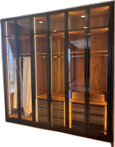 Luxury Almirah Design, Glass Almirah, Glass Wardrobe Design, Wall Wardrobe Design, Glass Wardrobe, Wooden Wardrobe Design, Dream Closet Design, Closet Design Layout, Modern Cupboard Design