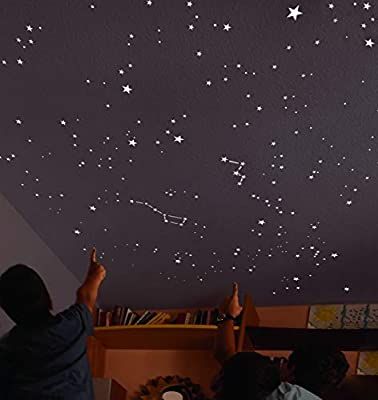 Glow In The Dark Constellation Ceilings, Bedroom Star Ceiling, Star Night Ceiling, Constellations On Ceiling, Black Ceiling With Stars, Constellation Ceiling Bedrooms, Glow In The Dark Stars On Ceiling Ideas, Glow In The Dark Stars On Ceiling Aesthetic, Glow In The Dark Mural