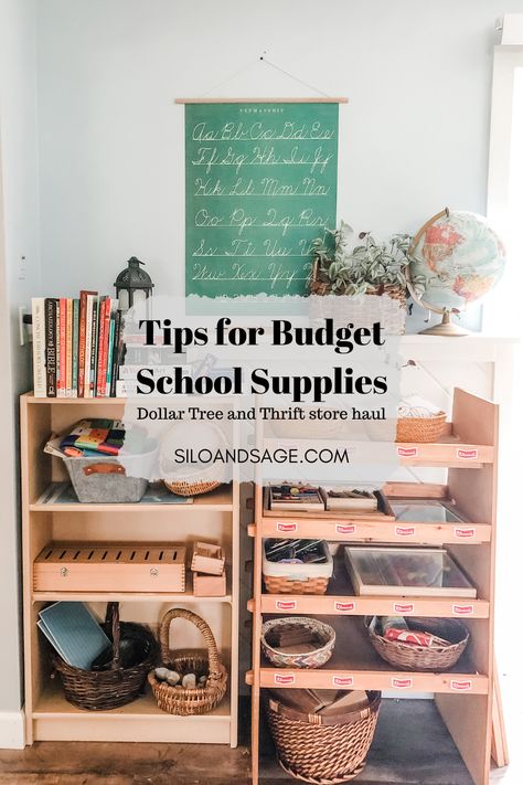 My best tips for budget school supplies and my budget school supply haul from Dollar Tree and a local thrift store! Dollar Tree Homeschool, Homeschooling Supplies, Homeschool Budget, Thrift Store Haul, Homeschooling Kindergarten, Thrift Store Hauls, Local Thrift Stores, Homeschool Kindergarten, School Supply