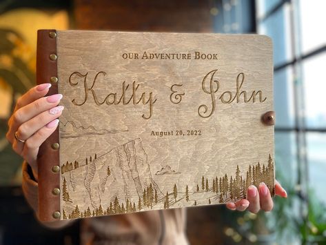 Mountain Guest Book Forest, Wedding Photo Album, Personalized Wood Album, Adventure Wedding Guest Book, Spruce Guestbook, Anniversary Gift Book Forest, Custom Scrapbook, Our Adventure Book, Coin Photo, Wood Guest Book Wedding, Wedding Planning Book, Wooden Guest Book, Wedding Photo Album, Wood Guest Book