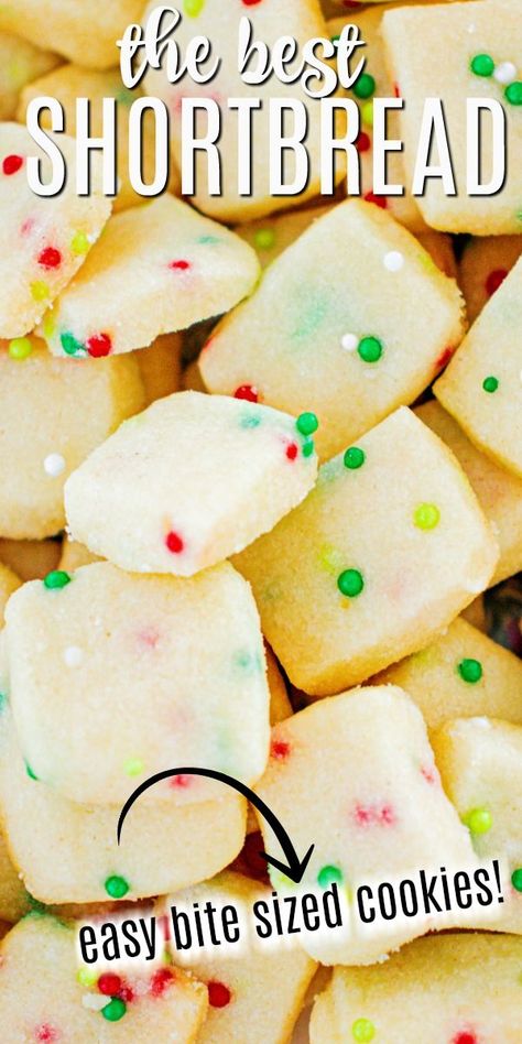 Shortcake Cookies Shortbread, Shortbread Squares Christmas, Christmas Shortbread Cookie Bites 4 Ingredients, Shortbread Cookie Bites Recipe, Christmas Shortbread Bites, Easy Holiday Cookies 3 Ingredients, 3 Ingredient Christmas Treats, Christmas Sugar Cookie Bites, Shortbread Meltaways