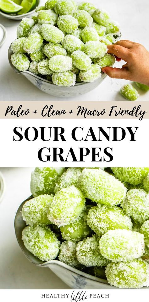 Sour Candy Grapes, Dorm Snacks, Healthy Little Peach, Peach Healthy, Fedtforbrændende Mad, Candy Grapes, Frozen Grapes, Plats Healthy, Paleo Snacks