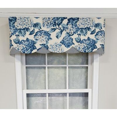 Fits windows up to 48"W. Use multiples for wider windows. Fully lined. Color: Porcelain Blue RL Fisher Summerwind Petticoat Floral Scalloped 50" Window Valance - Valances & Tiers in Porcelain Blue | Size 15.0 H x 50.0 W in | Perigold Valance Window Treatments Modern, Window Valance Ideas, Window Valances, Summer Wind, Kitchen Valances, Wide Windows, Valance Window Treatments, Porcelain Blue, Window Valance