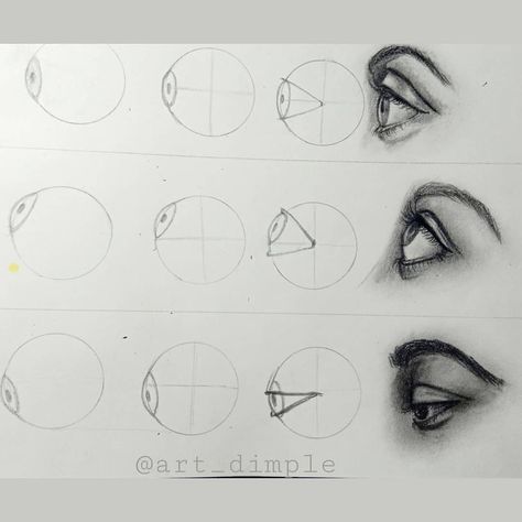 How To Draw Eye From Different Angles, Drawing Eyes Practice, Eye At Different Angles, Eye Drawing Different Angles, Eye Angles Reference, Eye Study Reference, Portrate Drawing, Eye Angles, Human Face Drawing