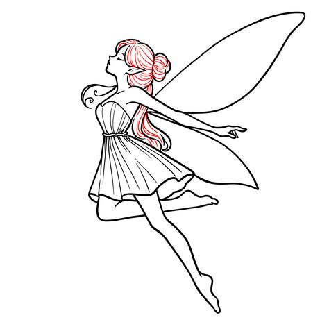 How to Draw Fairies: 6 Easy Drawing Guides in 1 Simple Fairy Drawing Sketches, Easy Drawings Of Fairies, Fairy Art Simple, Fairy Outline Drawing, How To Draw A Fairy Step By Step, Easy Fairy Drawings Simple, Fairy Easy Drawing, Fairy World Drawing, Easy Fairy Painting