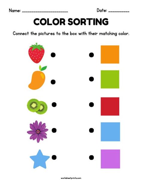 Sorting Colors Worksheet | Kindergarten Worksheets Matching Worksheets For Preschool, Color Matching Preschool, Learning Colors Preschool, Learning Colors For Kids, Easy Math Activities, Color Worksheets For Preschool, Shape Worksheets For Preschool, Name Matching, Sorting Colors