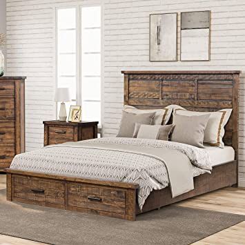 Rustic Queen Bed, Wooden Bedroom Furniture, Storage Platform Bed, Modern Bed Frame, Bed Platform, Wooden Platform Bed, Wooden Bedroom, Storage Platform, Bed Wood