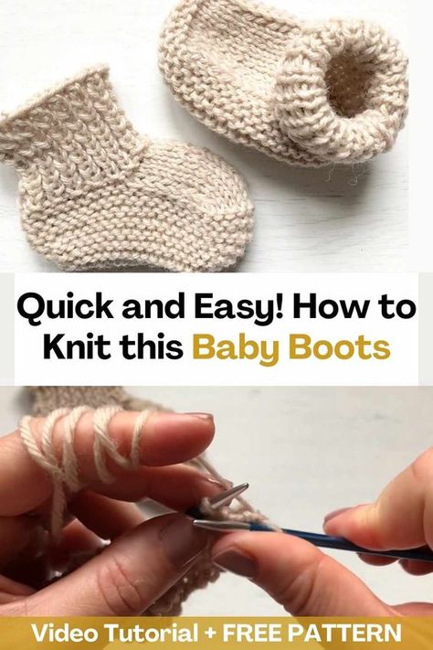 Make adorable boots for the special baby in your life. With this incredible video tutorial, you can learn how to make baby booties in a super easy and fast way. These boots are very adorable, the creator of this video will teach you how to make them step by step so that you can do them and the result is perfect for you. You can knit one of these booties in just 30 minutes. In addition to the fact that this knitting project can be completed quickly, these booties are a favorite with babies... Knit Baby Booties Pattern Free, Knitted Baby Boots, Gifts From The Heart, Crochet Baby Socks, Baby Socks Knit, Baby Booties Free Pattern, Knitting Videos Tutorials, Baby Booties Knitting Pattern, Baby Boy Knitting Patterns