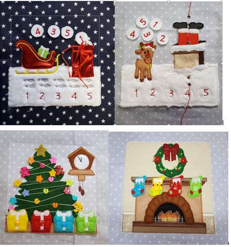 Christmas Activity Pages, Christmas Quiet Book, Santa Footprints, Christmas Tree And Presents, Knitted Bunting, Machine Embroidery Christmas, Silent Book, Santa Is Coming, Santa Toys