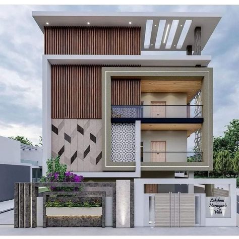 Builder Floor Elevation, Front Elevation Designs G+2, Duplex Elevation, Elevation House, Statement Flats, Modern Bungalow Exterior, 3 Storey House Design, House Outer Design, Small House Elevation