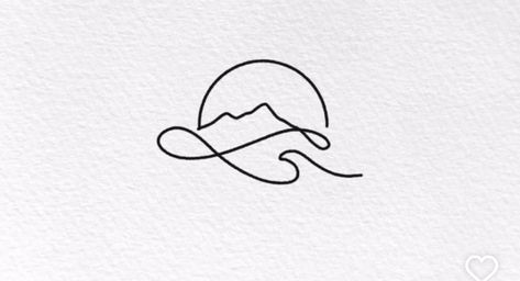 Mountain Friendship Tattoo, Water And Mountain Tattoo, Simple River Tattoo, Sun Mountain Wave Tattoo, Lake Tattoo Simple, Water Symbol Tattoo, Wave And Mountain Tattoo, Beach And Mountain Tattoo, Mountain And Ocean Tattoo