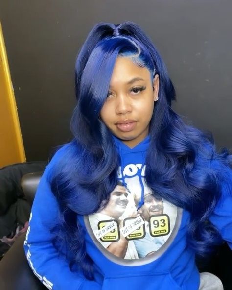 April Lace Wigs on Instagram: “Rate for this color 0-10 #hairinspo #laccewig #highponytail #hairrepost #lacegoal” Dark Blue Frontal Wig Install, Dark Blue Frontal Wig, Dark Blue Wig Install, Blue Wig Install, Dark Blue Wig, Wig Installs, Frontal Wig Body Wave, 13x4 Lace Front Wig, Wig Install