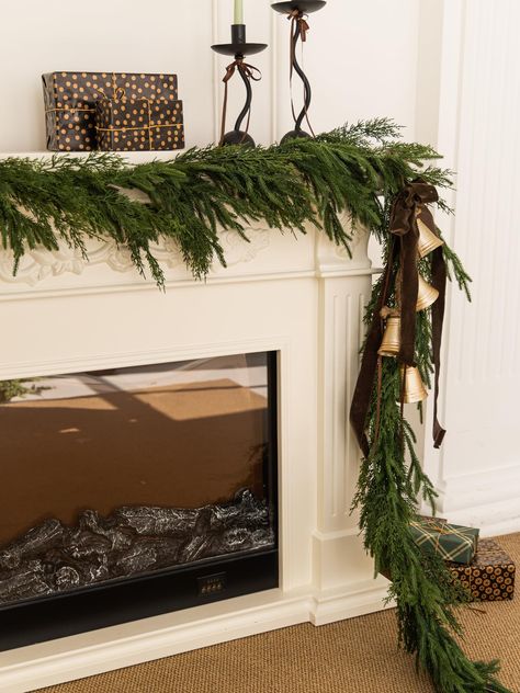 PRICES MAY VARY. 【The Perfect Blend of Nature and Elegance】Our Norfolk Pine garlands not only bring a refreshing and elegant feel but also seamlessly blend into any decor style. Whether it's for festive celebrations or everyday decoration, these garlands add a touch of natural charm to your home. (Some display pictures feature two sets of garlands to achieve the best visual effect. If you desire a fuller and more striking appearance in your decor, we strongly recommend purchasing two sets. This Joanna Gaines Christmas Decor, Tv Stand Christmas Decor, Christmas In Connecticut, Garland For Christmas, Christmas Tv, Norfolk Pine, Christmas Mantle Decor, Hosting Holidays, Pine Garland