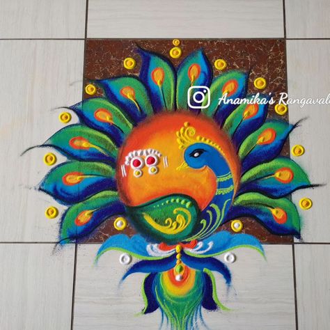 A splash of color and devotion: peacock Rangoli and Side Entrance Decoration for Maa no Satsang/Anand No Garba🔱🪔✨🦚 #ColorfulArt #SpiritualJourney #MaaDurgaBlessings #peacockpatterns #Maanosatsang Diwali Painting, Poster Rangoli, Very Easy Rangoli Designs, Side Entrance, Peacock Rangoli, Rangoli Designs Simple Diwali, Entrance Decoration, Easy Rangoli Designs Diwali, Rangoli Side Designs