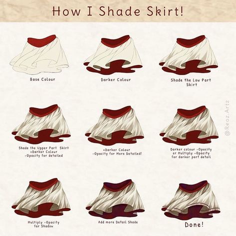 Skirt Shading, Shading Tutorial, Background Tutorial, Chinese Symbols, Drawing Clothes, Digital Art Tutorial, Art Classroom, Drawing Reference, Art Tutorials