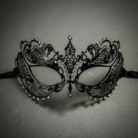 Masquerade Mask Diy, Masquerade Mask Black, Black Masquerade, Black Masquerade Mask, Masquerade Outfit, Masquerade Theme, Venetian Masquerade Masks, Masquerade Wedding, Metal Mask