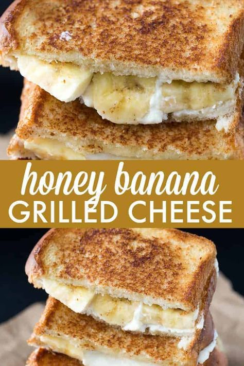 Honey Banana Grilled Cheese Sandwich - Simply Stacie Banana Grilled Cheese, Sandwich Torte, Resep Sandwich, Simply Stacie, Gourmet Grilled Cheese, Gourmet Sandwiches, Grilled Cheese Sandwiches, Grilled Cheese Recipes, Grilled Sandwich