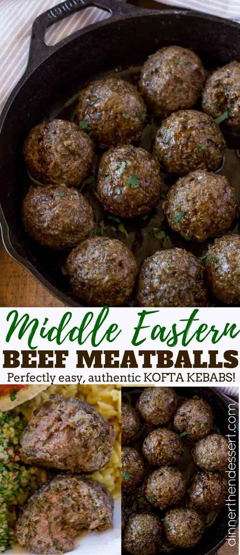 Middle Eastern Meatballs (Kofta Kebabs) made in 15 minutes with authentic middle eastern spices, just like the ground beef kebab you love at restaurants. #kofta #mediterraneanfood #meatballs #dinnerthendessert Easy Kofta Recipe, Middle Eastern Meatballs, Beef Kebab, Beef Kofta, Postpartum Meals, Kofta Recipe, Middle East Food, Middle East Recipes, Cooking Stuff