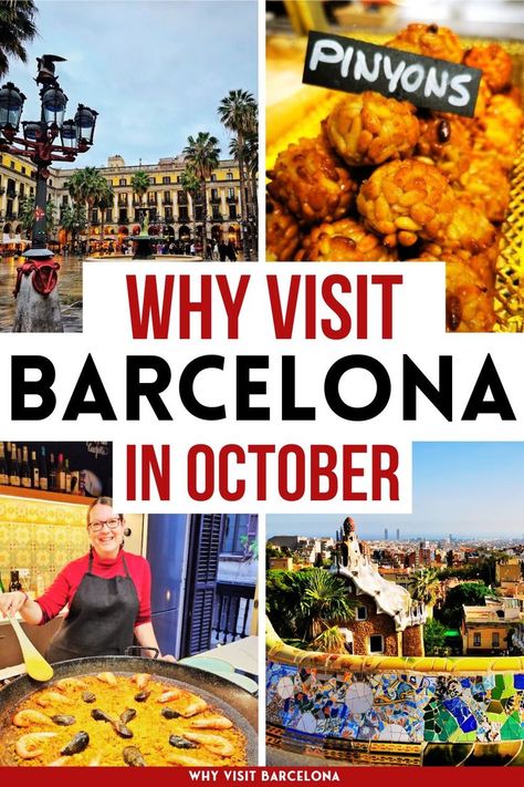 Thinking of visiting Barcelona in October?  October in Barcelona has fewer tourists, and the weather is still decent.  In this post, I’ll share why you should visit Barcelona in October, what October weather in Barcelona is typically like, what to wear, where to stay and the best things to do in Barcelona in October, as well as everything else you might need to enjoy your Barcelona trip this autumn! Barcelona Travel Tips | Barcelona Fall Activities | Barcelona When To Go #travel #spaintraveltips Barcelona In October, Barcelona Activities, Barcelona Autumn, What To Do In Barcelona, Barcelona Outfits, Barcelona Trip, October Weather, Barcelona Aesthetic, Barcelona Travel Guide