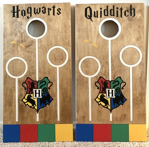 Harry Potter Cornhole Boards, Hogwarts Quidditch, Backyard Games, Cornhole Boards, Hogwarts, Harry Potter, Novelty Sign