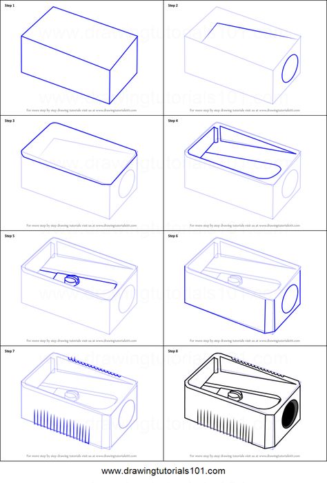 How To Draw Objects Step By Step, Isometric Objects Drawing, Pencil Sharpener Design, Object Drawing Step By Step, Everyday Objects Drawings, Orthographic Drawing Objects, Easy Object Drawing, How To Draw Objects, Pencil Object Drawing