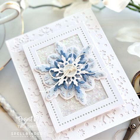 Today for Try it Out Tuesday it's White on White with a Touch of Color using Spellbinders Layering Snowflakes Die Set and the Frozen Flurries Die. Loving the frosty enchantment of my card project! @teamspellbinders Simon Hurley Let It Snow Collection is beautiful and fun, check it out:) #Spellbinders #SpellbindersDies #NeverStopMaking #TeamSpellbinders #CardmakingIdeas #papercrafting #crafting #greetingcards #cards #papercrafts #cardmaking Simon Hurley, Create Christmas Cards, Snowflake Cards, Spellbinders Cards, Religious Christmas, Christmas Cards To Make, Christmas Snow, Winter Cards, Christmas Snowflakes