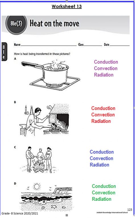 Conduction Convection Radiation, Classroom Preparation, Thermal Energy, Science Worksheets, Math Curriculum, Educational Worksheets, Math Worksheet, Science Fair, Worksheet Template