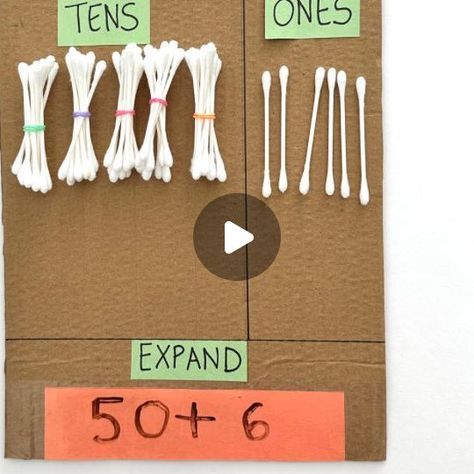 Nisha | Creative and Fun Learning Ideas on Instagram: "SAVE this idea for quick 2 min diy to practice place value. Make bundles of 10 qtips for tens and use single ones for ones. Follow @learnwithkidscrafts for more ideas. #activitiesforkids #handsonlearning #kidslearning #toddleractivities #easyplayideas #kidactivities #preschoolactivities #simpleactivities #montessoriathome #earlylearning #kindergarten #homelearning #momhack #preschoolathome #earlychildhood #learningisfun #earlyyear Place Values Activities, Ones Tens Activity, Tens And Ones Activities Kindergarten, Tens Ones Activities, Ones And Tens Activities, Tens And Ones Activity, Tens And Ones Activities, Place Value Tens And Ones, Maths Tlm