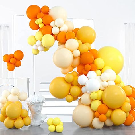 Yellow Balloon Garland, Teal Balloons, Jumbo Balloons, Orange Balloons, Yellow Party, Small Balloons, Orange Party, Yellow Balloons, Mini Balloons