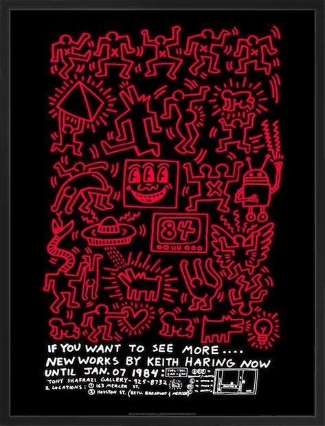 Exhibition Posters Art Prints | King & McGaw Keith Haring Prints, Skateboard Room, Framing Canvas Art, Keith Haring Poster, Keith Haring Art, Haring Art, New York Graffiti, King Design, Daft Punk